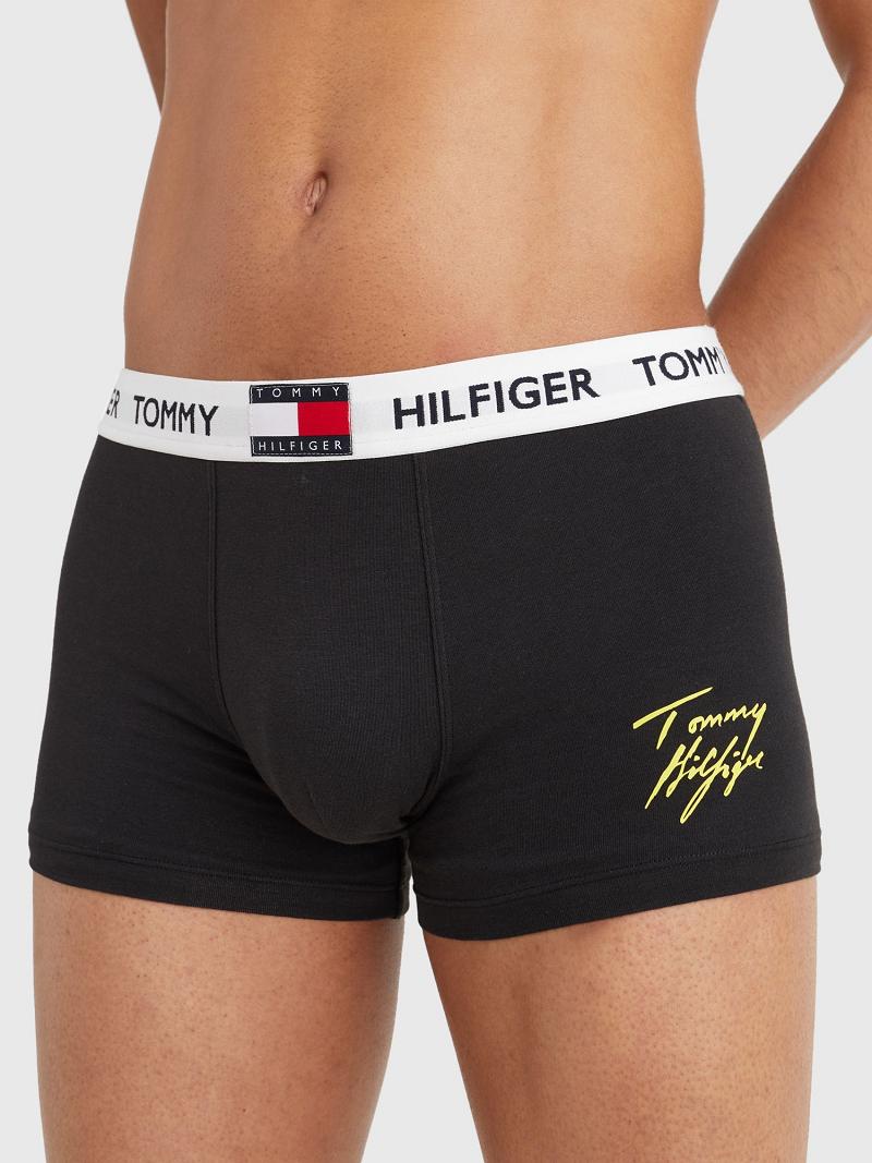 Férfi Tommy Hilfiger Organic cotton signature trunk Trunks Fekete | HU 1306UZG